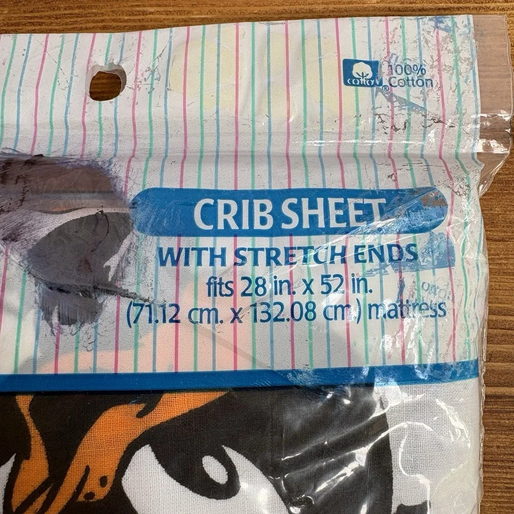 Vintage 1997 Baby Looney Tunes Daffy Duck Crib Sheet NOS Sealed 100% Cotton